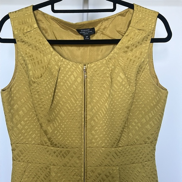 TAHARI ASL Women’s Zip Front Sheath Dress Size 8 P Mustard Gold - Picture 5 of 16